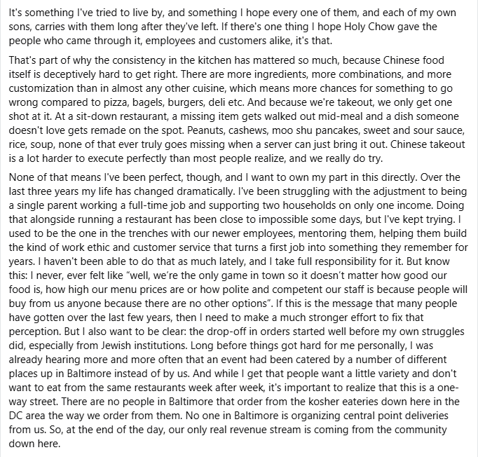 A reflective personal narrative about the challenges of running a Chinese takeout restaurant while being a single parent, emphasizing the importance of consistency and customer service.